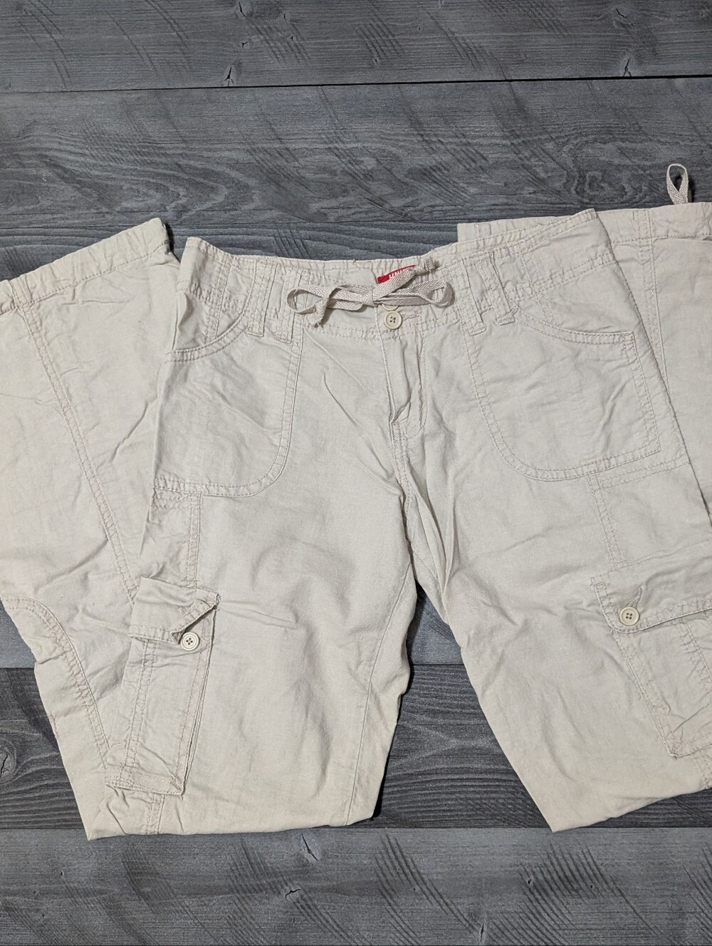 UNIONBAY Junior Cargo Pants Convertible Capri Light Beige Size 1
